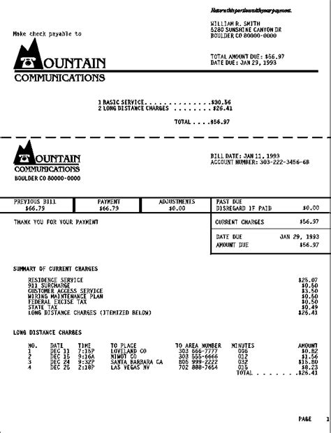 Cell Phone Bill Template Blank