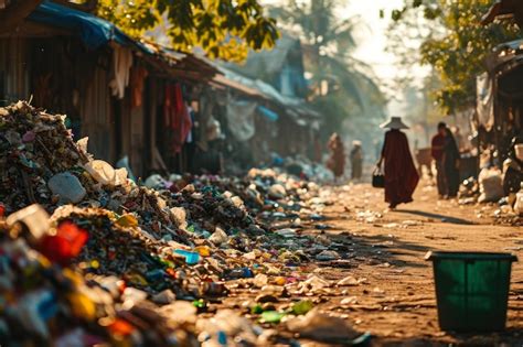 Premium Photo Dirty Indian Street With Garbage On The Side