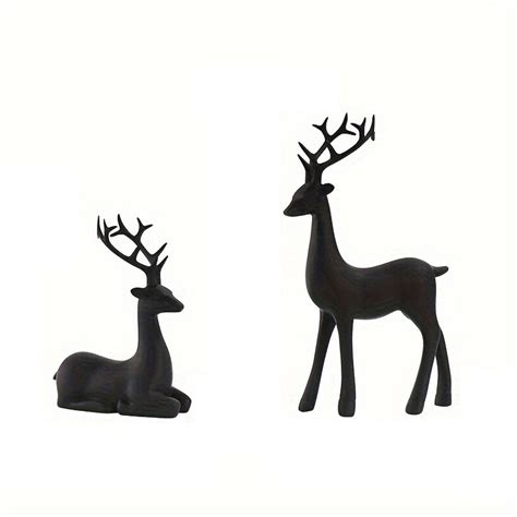 Wernzatt 2 Pack Black Deer Statuesresin Christmas Reindeer Figurines