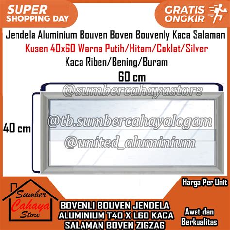 Jual JENDELA BOVEN ALUMINIUM FENTILASI RUMAH KACA ZIG ZAG 40CM60CM T40