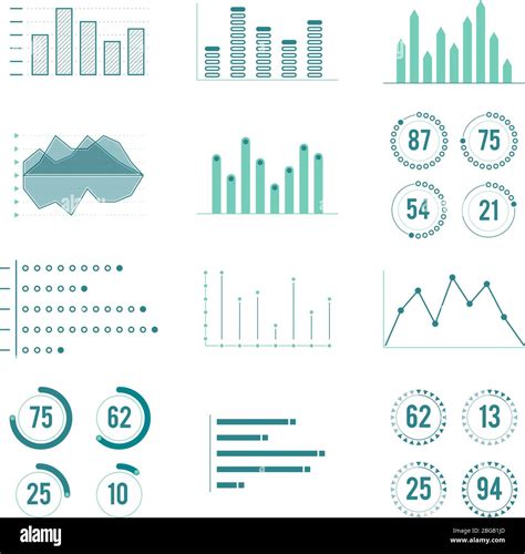 Linear Charts Graphs And Progress Bar Vector Line Diagram