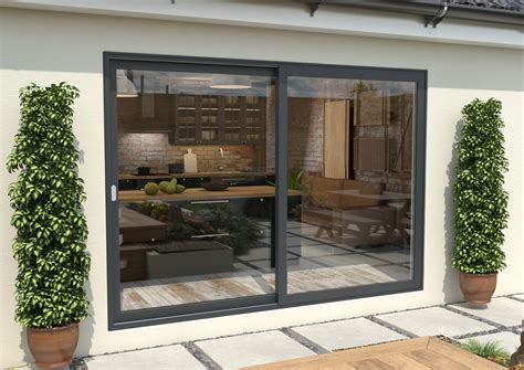 Part Q 3000mm Anthracite Grey Aluminium Sliding Doors Lh Sliding Rh