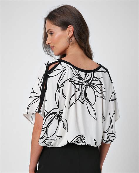 Riachuelo Blusa Feminina Ampla Floral Off White AK By Riachuelo