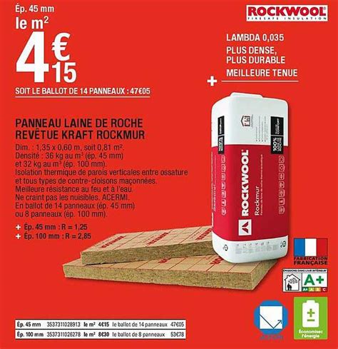 Offre Panneau Laine De Roche Rev Tue Kraft Rockmur Rockwool Chez