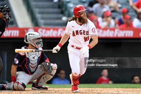 Brandon Marsh Of The Los Angeles Angels Hits A Single During The