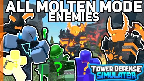 [2021] All Molten Mode Enemies Tower Defense Simulator Youtube