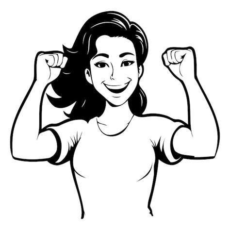 Une Jeune Femme Joyeuse Montrant Ses Muscles Illustration Vectorielle