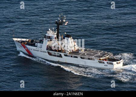 The Coast Guard Cutter Active WMEC 618 Crew Conducts An Astern