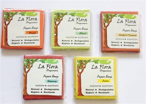 La Flora Organics PAPER SOAP Pack,Combo set of 5 fragrances,Total 100 ...