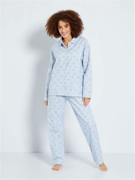 Pyjama En Flanelle Bleu Gris Kiabi