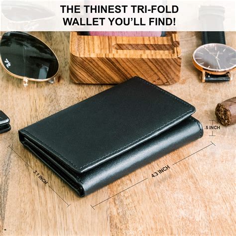 Top Grain Leather Trifold Wallet For Men Ultra Strong Stitching