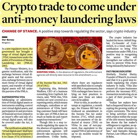 Crypto Trade To Come Under Anti Money Laundering Laws Ethic