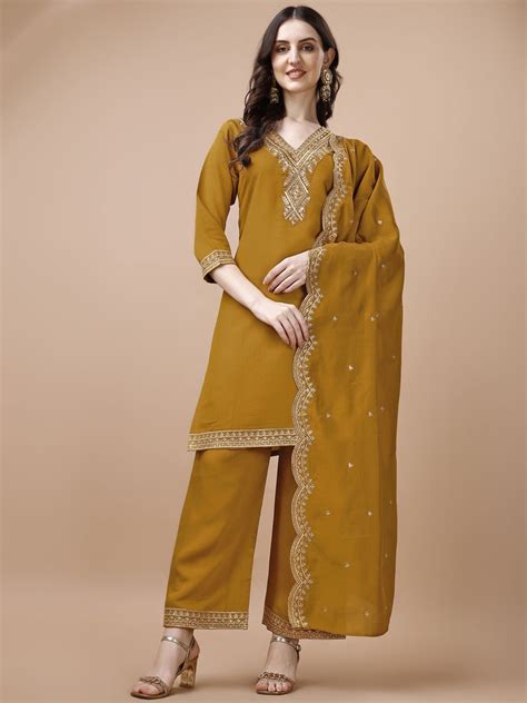 Buy KALINI Ethnic Motifs Embroidered Regular Thread Work Kurta With