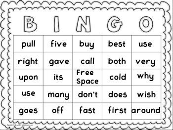 Second Grade Sight Word BINGO By Original Educator TpT