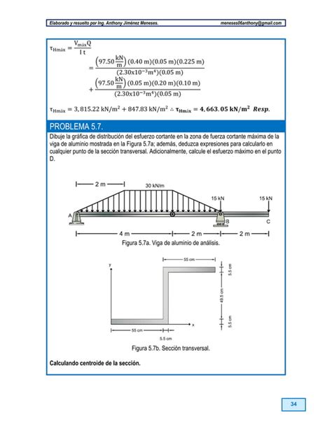 Esfuerzo Cortante Transversal En Vigas Ejercicios Resueltos Pdf