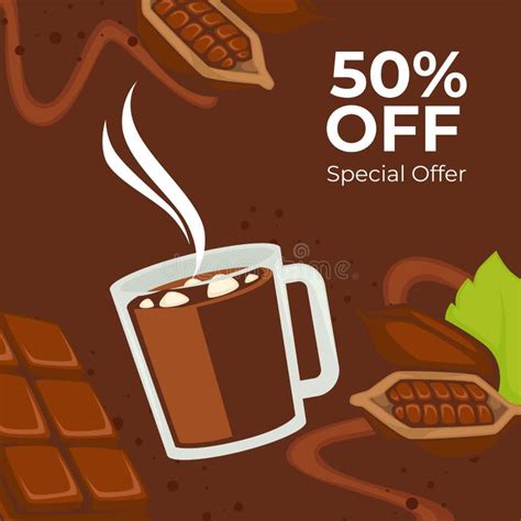 Special Offer On Hot Chocolate Or Cocoa Drinks Stock Vector