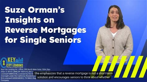 Suze Ormans Insights On Reverse Mortgages For Single Seniors Youtube