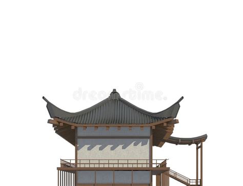 Japanese House Isolated on White Background 3d Illustration Stock ...