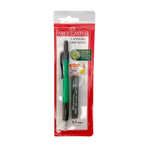 Lapiseira Grip Matic Mm Verde Tubo De Grafite Gr Tis Faber