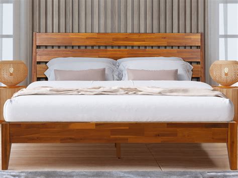 Acacia Emery Bed Frame With Headboard Solid Wood Platform Bed King Bed