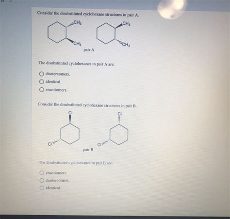 Solved Consider The Disubstituted Cyclohexane Structures In