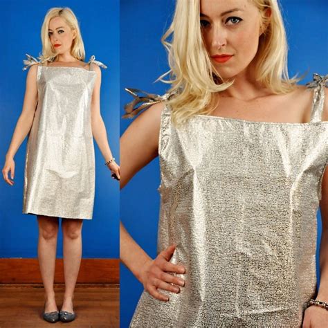 Aluminum Foil Vtg 60s Space Mod Silver Paper Dress Ml Dresses Womens Vintage Dresses Paper