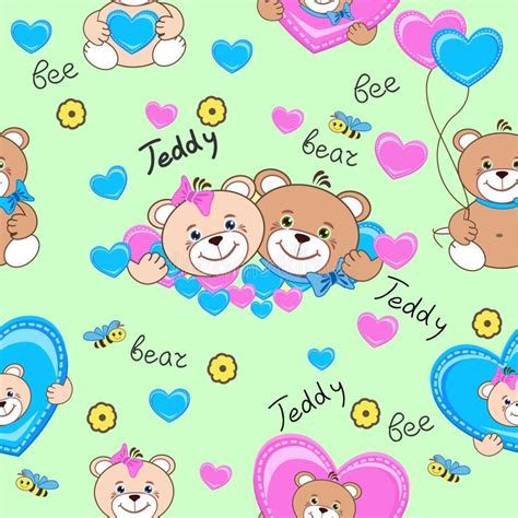 Teddy Bears Seamless Pattern Stock Vector Illustration Of Bear Baby