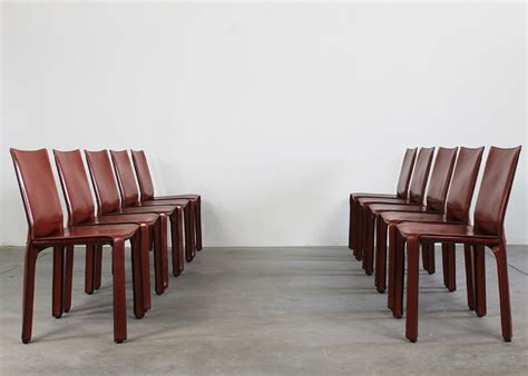 Mario Bellini Set Of Ten Cab 412 Chairs In Steel And Leather By Cassina 1990s At 1stdibs