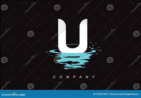 Diseño Del Logotipo De La Letra U Con Rizos De Salpicadura De Agua Deja