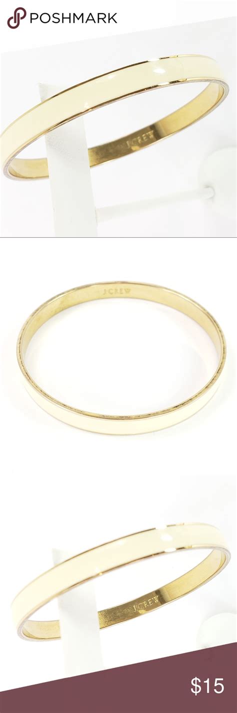 J Crew Bangle Bracelet Cream Enamel With Gold Bangles Bangle