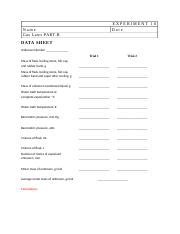 CHM1045L EXPERIMENT 10 PART B Data Sheet Docx EXPERIMENT 10 Date Name