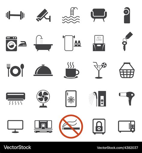 Hotel Accommodation Amenities Services Icons Set B