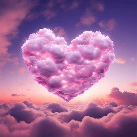 Premium Photo Heart Shaped Cloud In The Sky D Illustration Love Concept