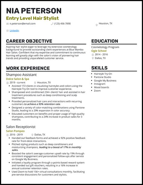 11 Hair Stylist Resume Examples And Templates