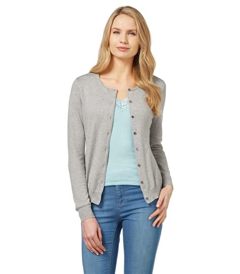 Grey Marl Womens Silk Cotton Crew Neck Cardigan Woolovers Uk