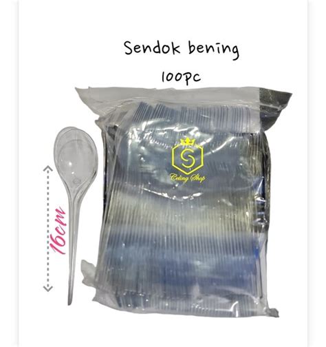 Jual Sendok Plastik Panjang BENING Food Grade Sendok Makan Isi 100pc Di