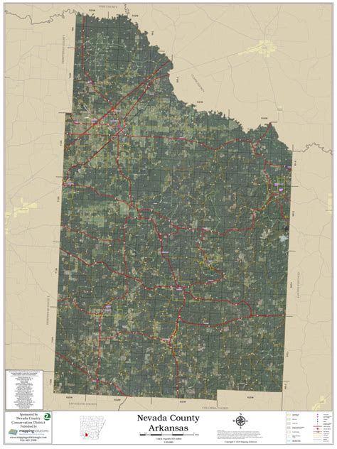 Nevada County Arkansas 2020 Aerial Wall Map | Mapping Solutions