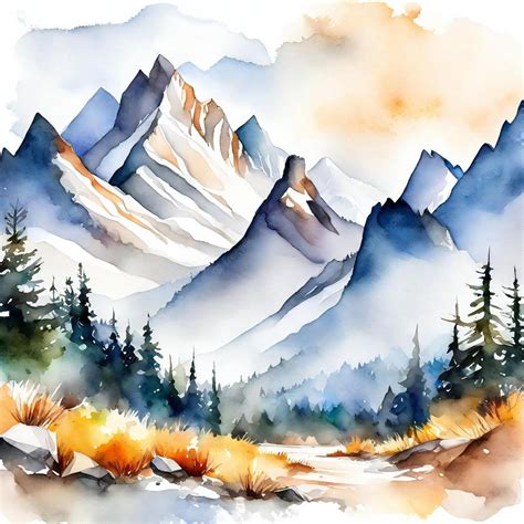 Acuarela paisaje de montaña acuarela ilustración dibujada a mano para su diseño | Foto Premium