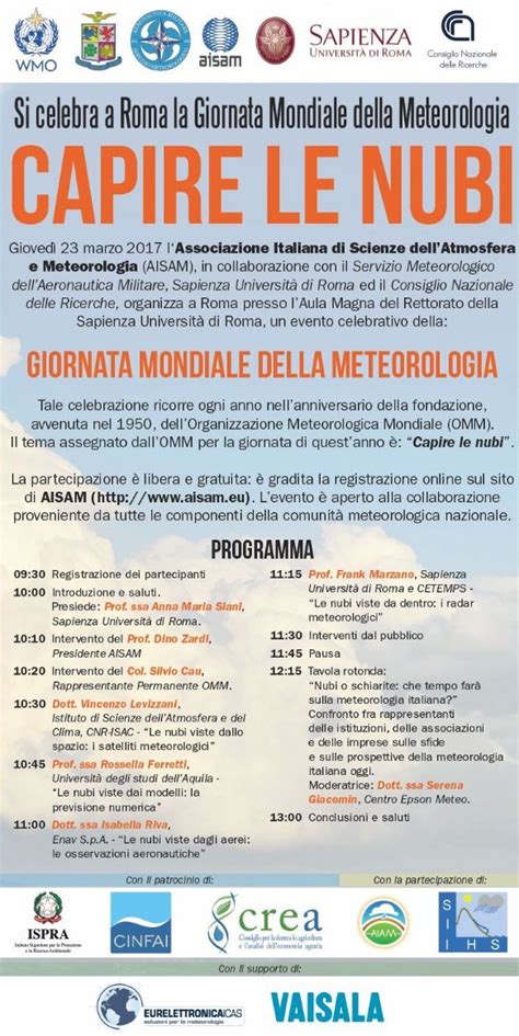 Giornata Mondiale Della Meteorologia Dipartimento Di Fisica