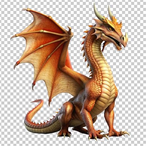 Premium Psd Dragon With Wings Sitting Transperant Background