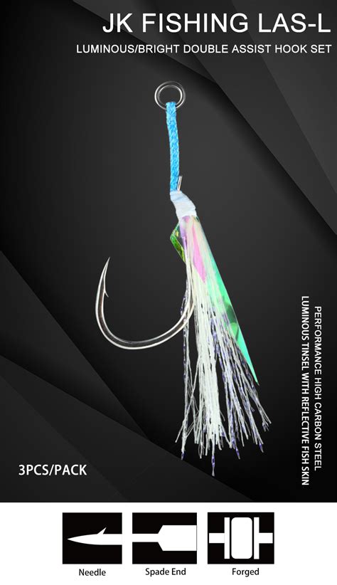 Jk Las L High Carbon Steel Jigging Hooks Glow Slow Jigging Assist Hooks