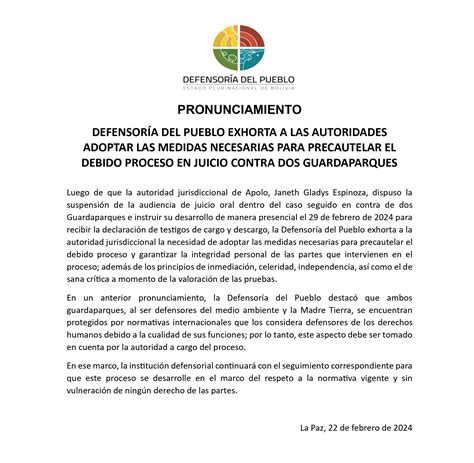 Defensor A Del Pueblo Exhorta A Las Autoridades Adoptar Las Medidas