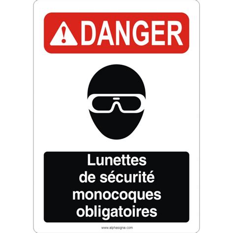 Affiche De S Curit Aux Normes Osha Ansi Danger Lunettes De S Curit