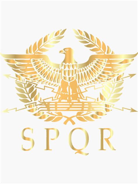 "SPQR- Roman Empire Standard Eagle Emblem Vintage Gold Shield Classic T ...