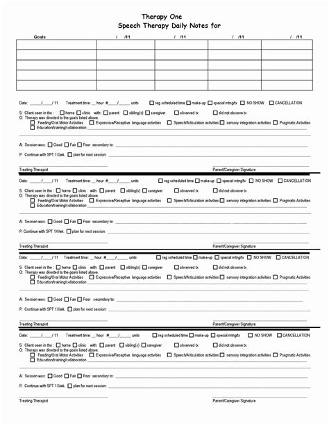 Speech Therapy Progress Notes Template