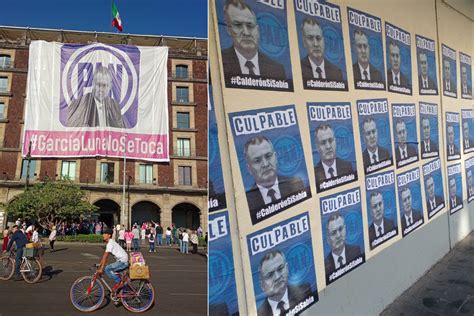 Marcha Por El Ine Colocan Lona Contra Garc A Luna En El Z Calo