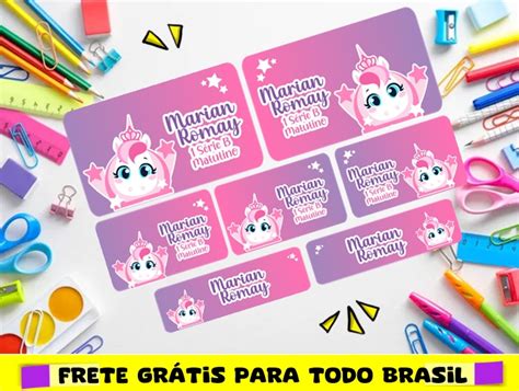 Kit Etiqueta Escolar Vinil Unicornio Puket Elo