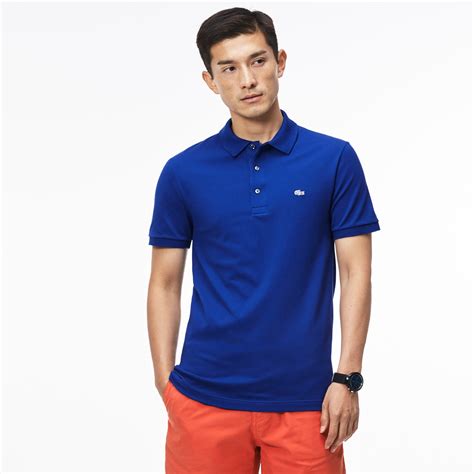 Lacoste Mens S S Stretch Pique Slim Fit Striped Collar Polo Clothing Men