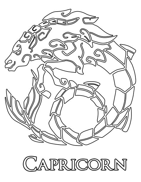 Printable Capricorn Zodiac Sigs Adult Coloring Pages Digital