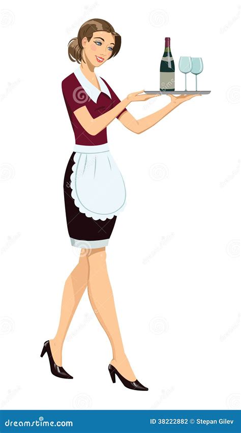 Waitress With Tray Stock Vector Illustration Of Sensuality 38222882